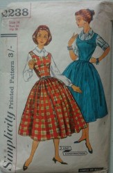 2238 1950S UNCUT TEEN FLARE JUMPER, SS-LS BLOUSE PATTERN 14 34